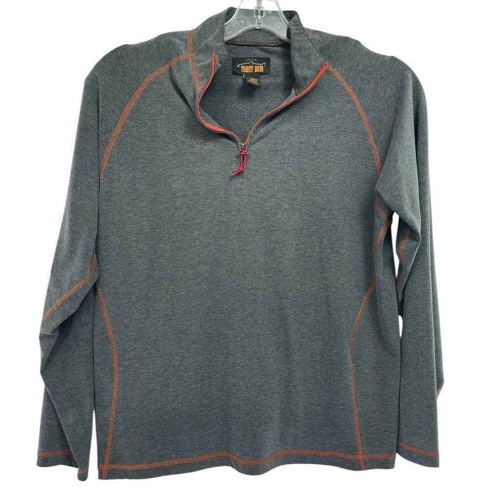 Orvis Trout Bum Men's Sz Medium‎ Grey 1/4 Zip L/S Fishing Shirt (Q7) NW/OTs